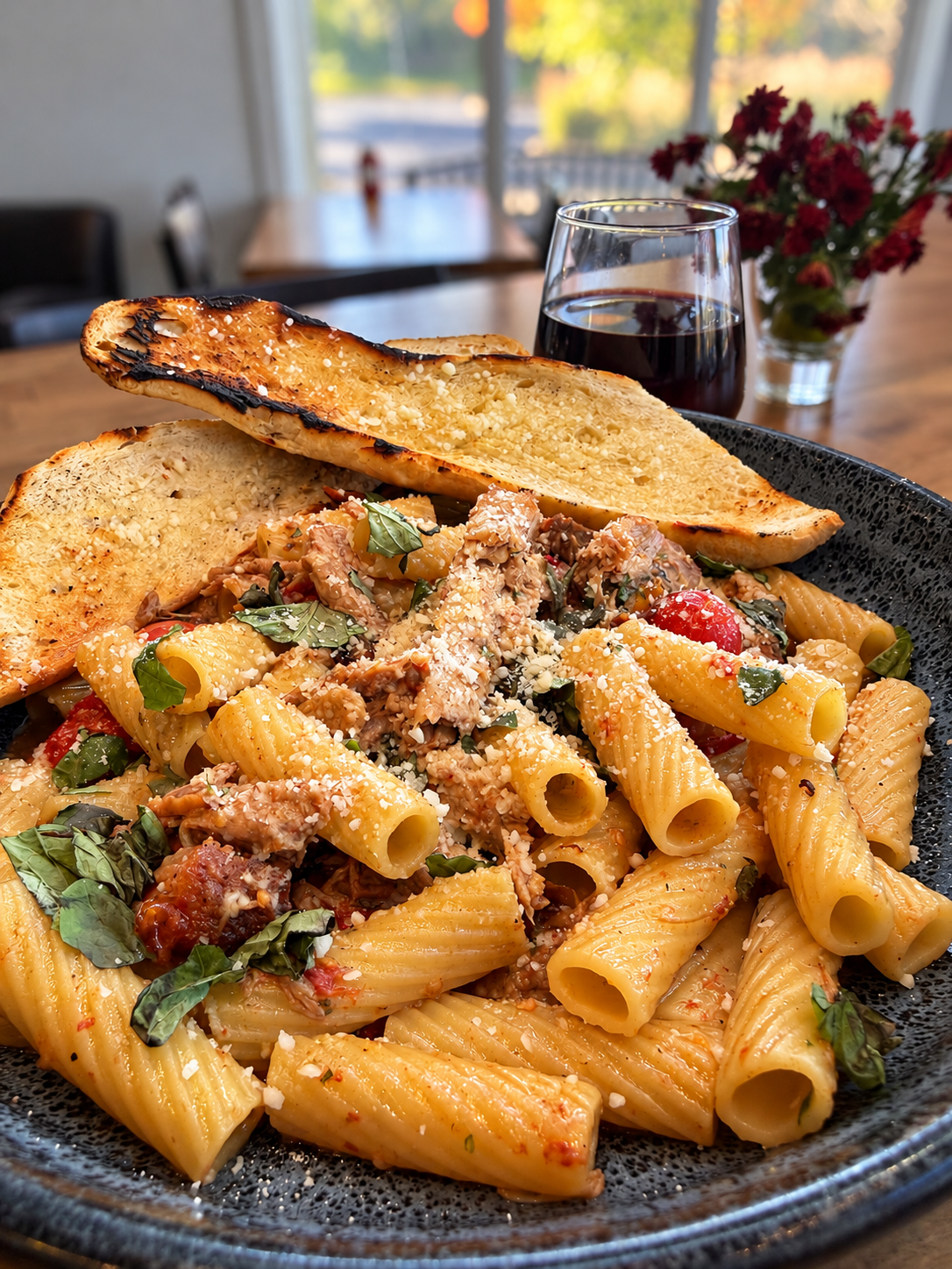 rustic-rigatoni-with-garlic-bread